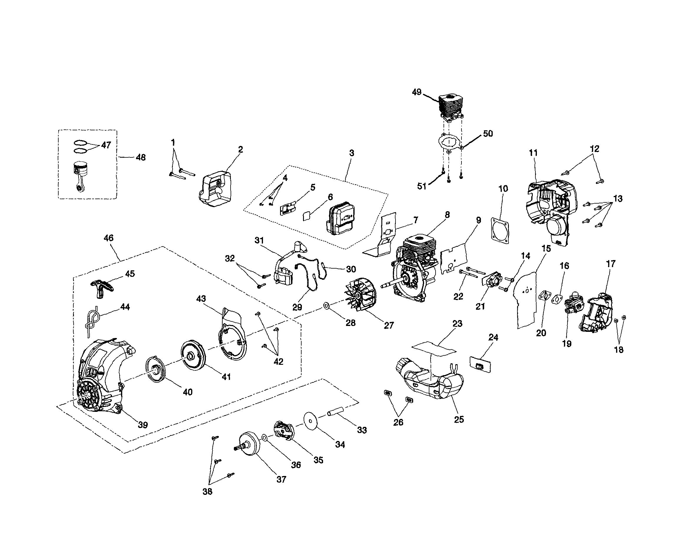 Starter housing/fuel tank