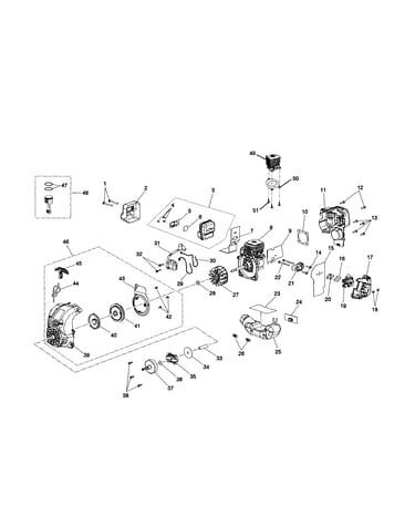 Starter housing/fuel tank