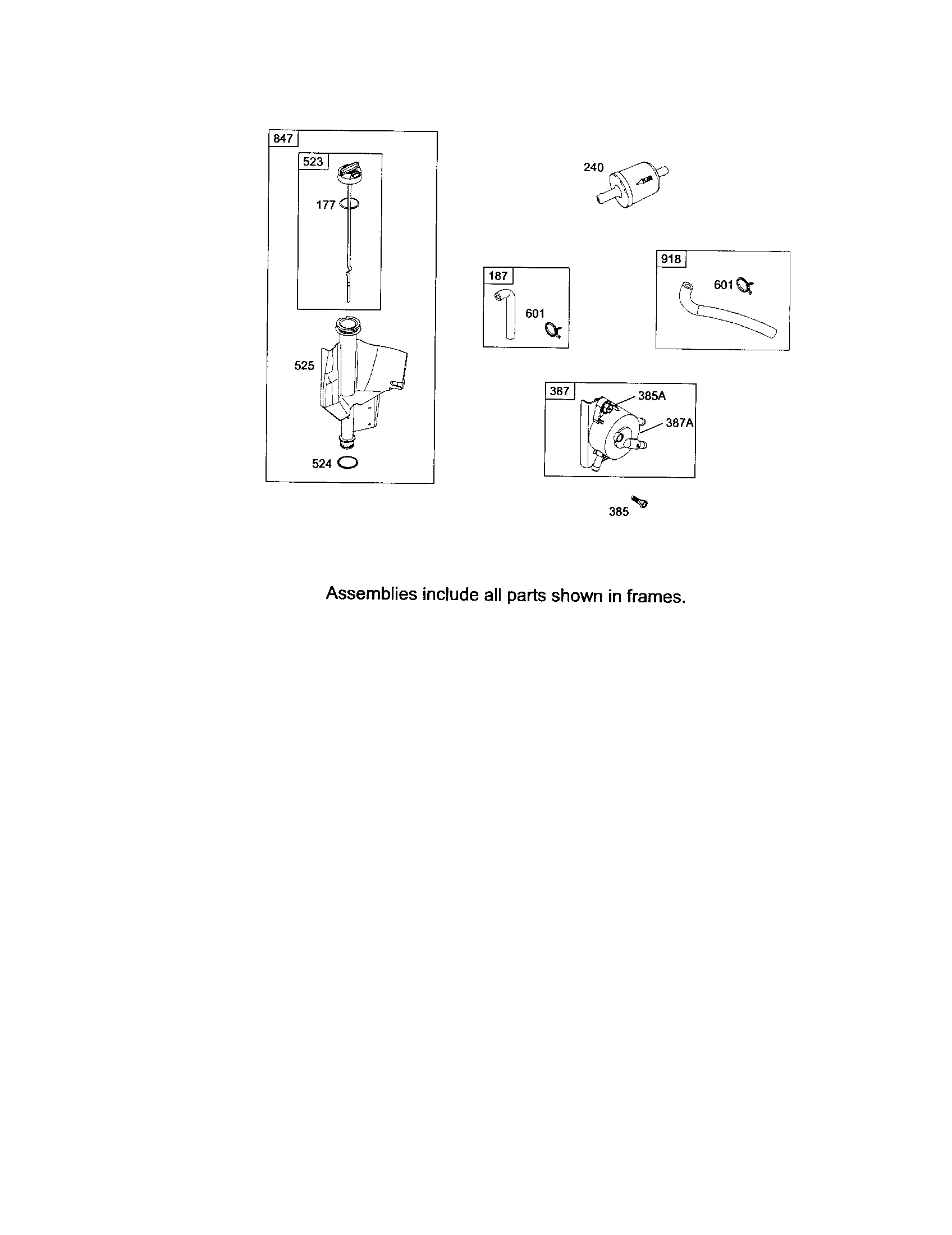 Dipstick/tube/fuel pump