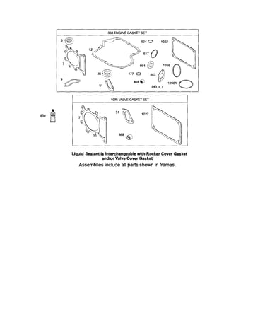 Engine gasket/valve gasket sets