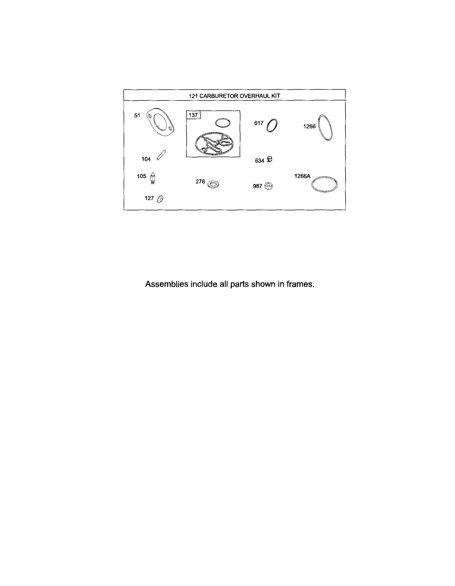 Carburetor overhaul kit