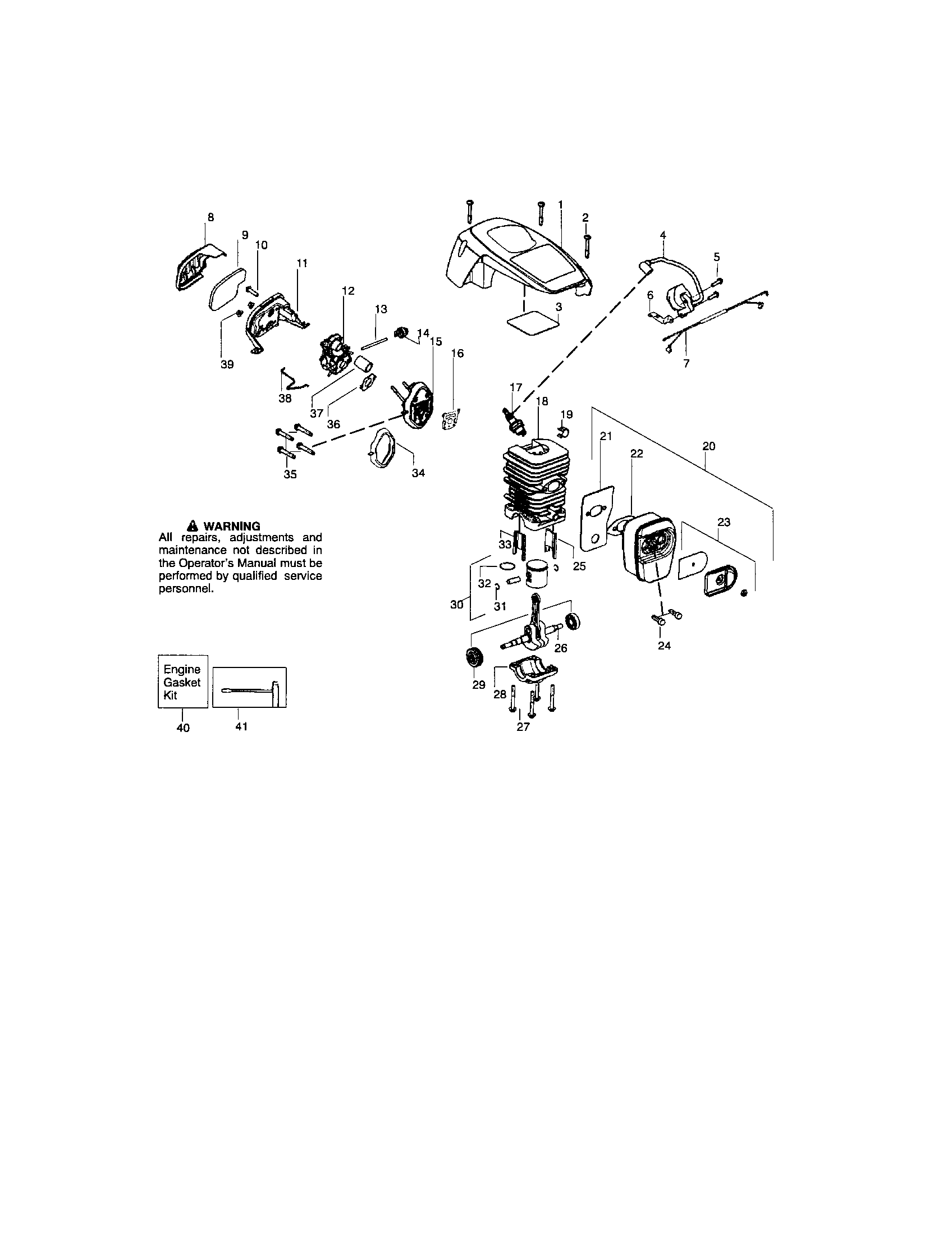 Shield/cylinder/crankshaft