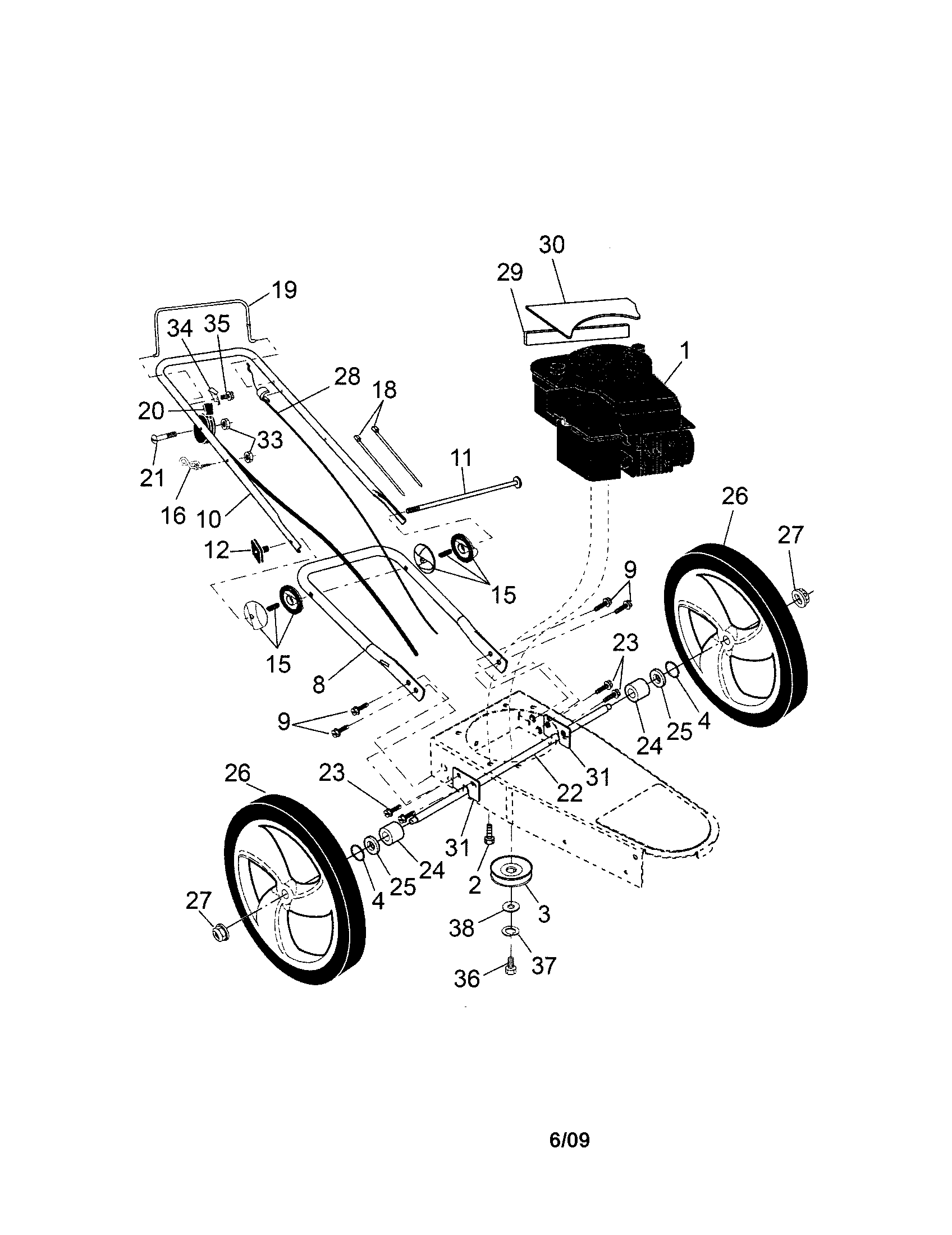 Engine/handle/wheel