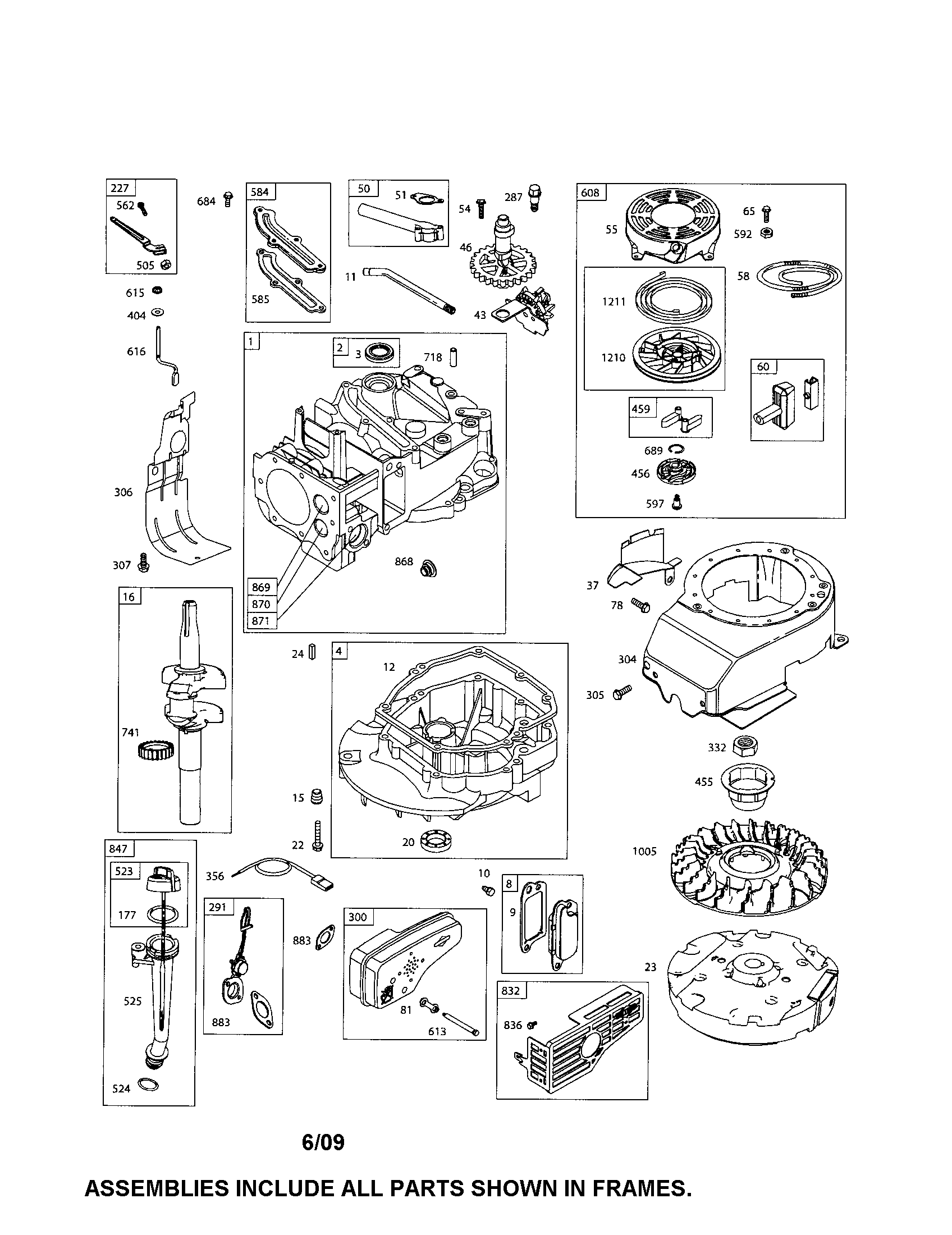 Cylinder/rewind starter/sump