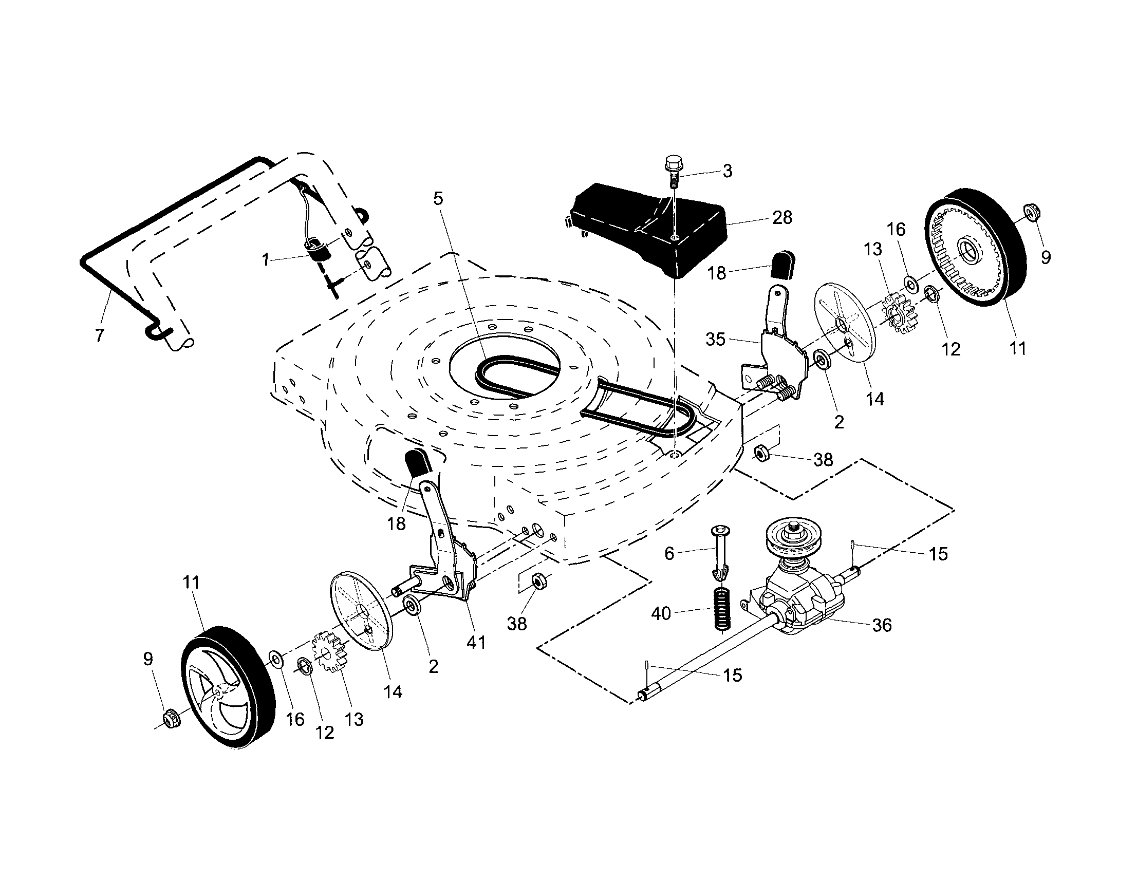 Drive control/gear case/wheels