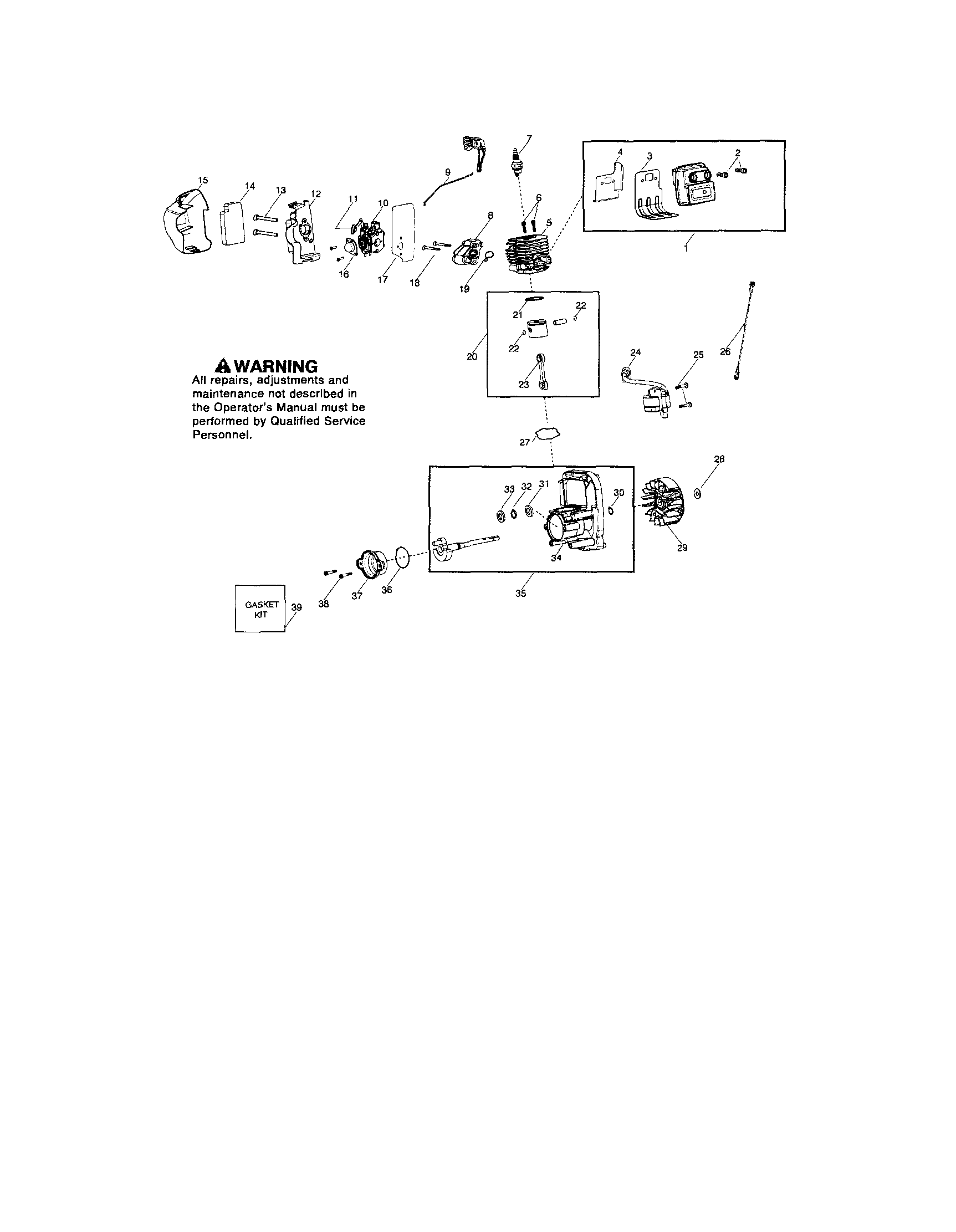 Cylinder/muffler/crankshaft