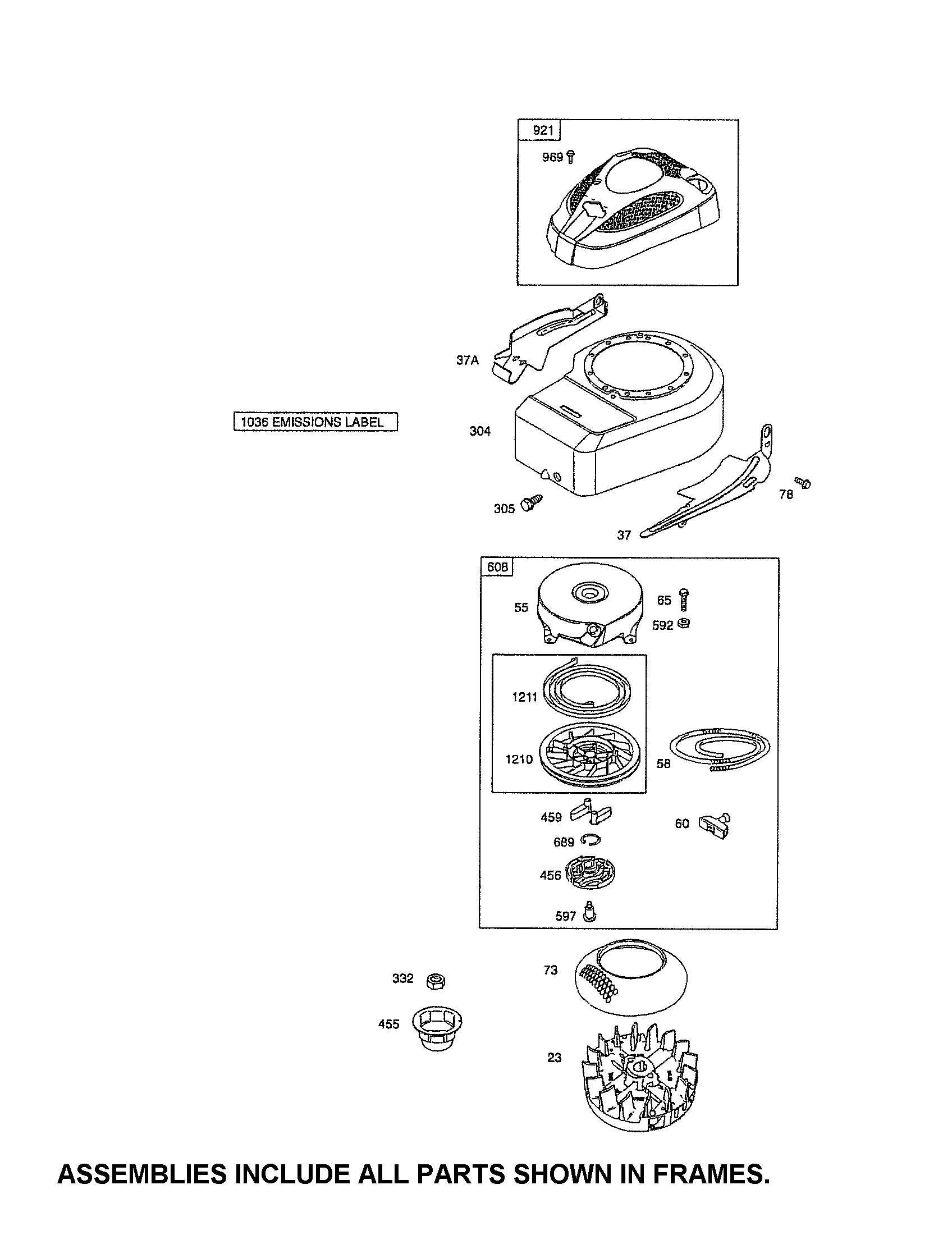 Rewind starter/blower housing