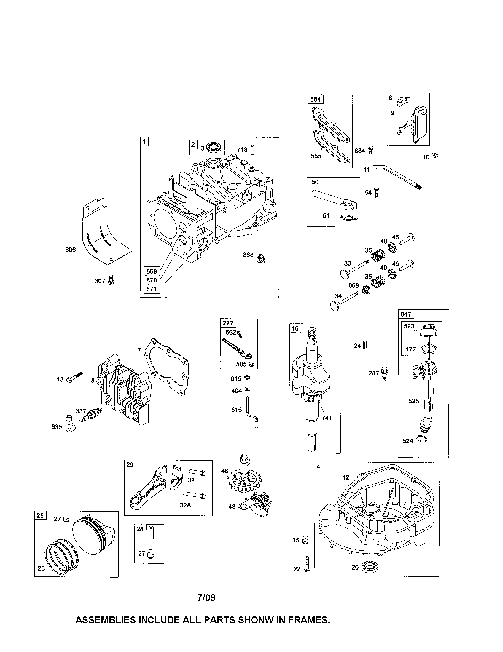 Cylinder/crankshaft/sump