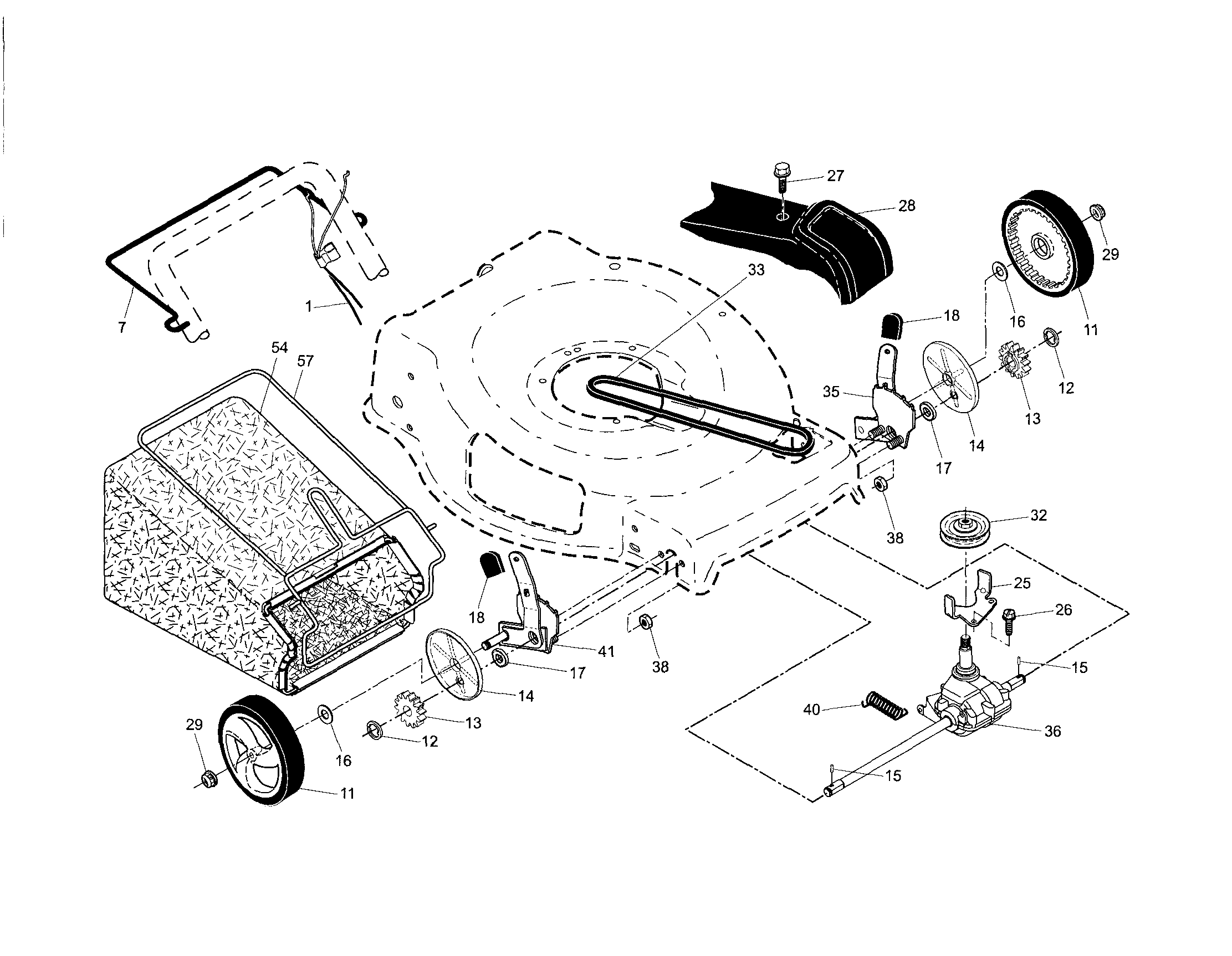Drive control/gear case/wheels