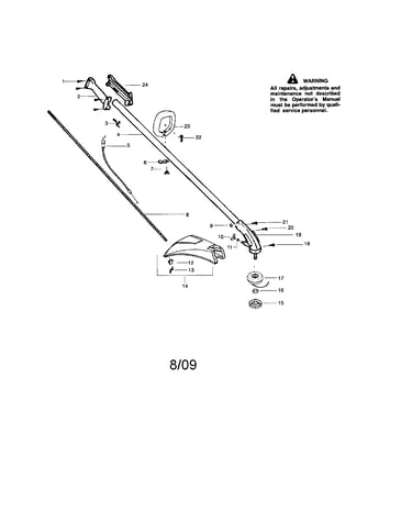 Drive shaft/handle/shield