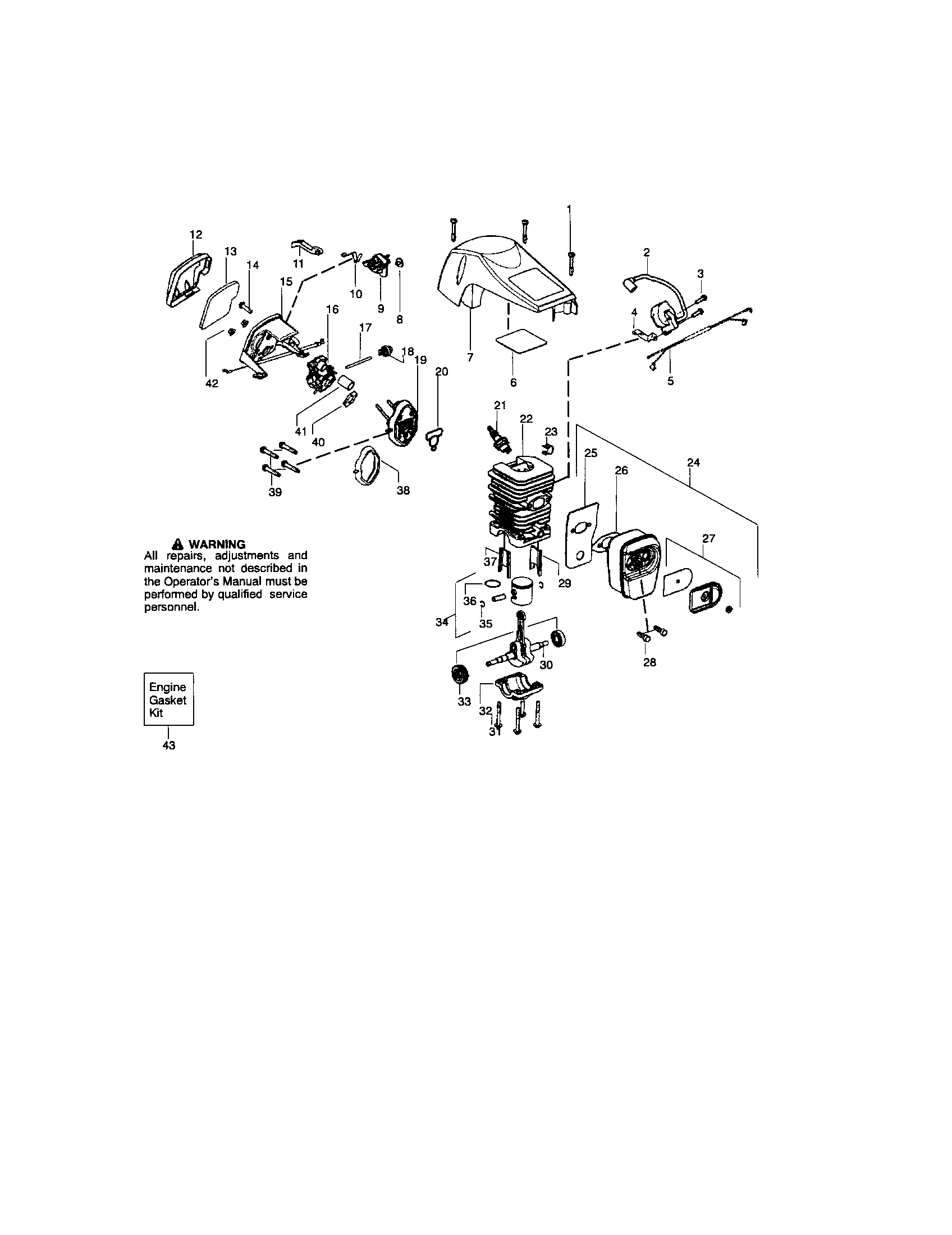 Cylinder/shield/crankshaft