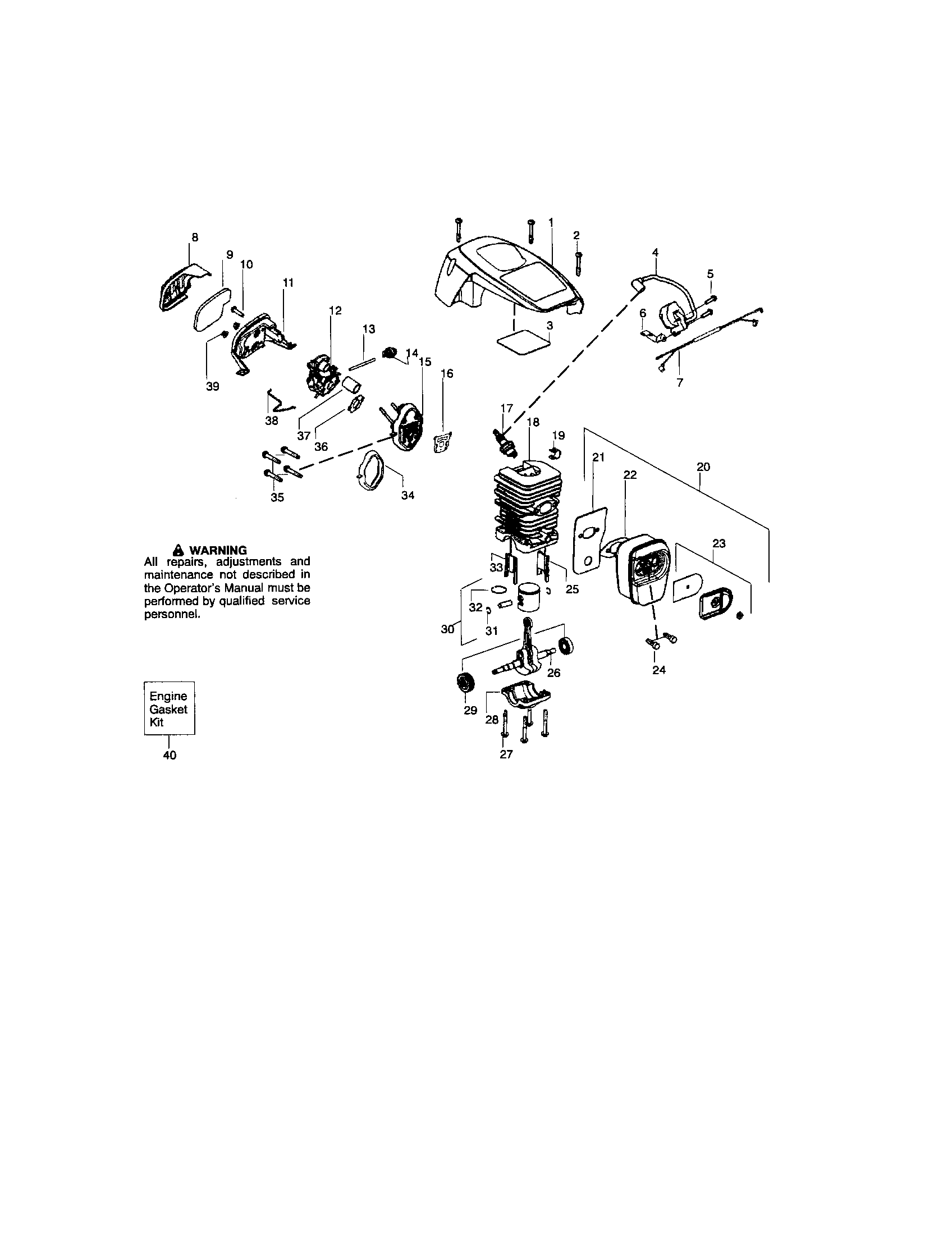 Cylinder/crankshaft/shield