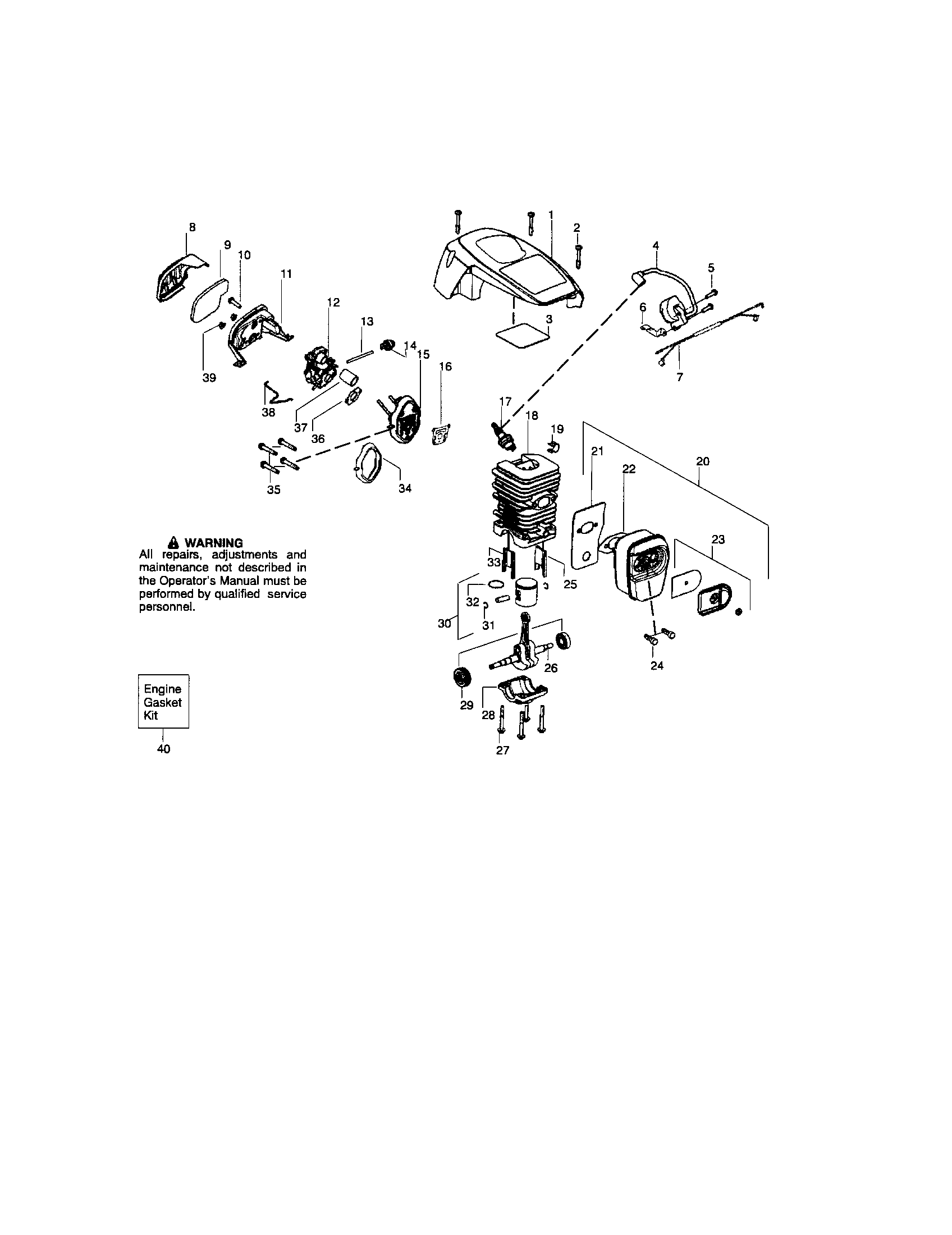 Cylinder/shield/crankshaft