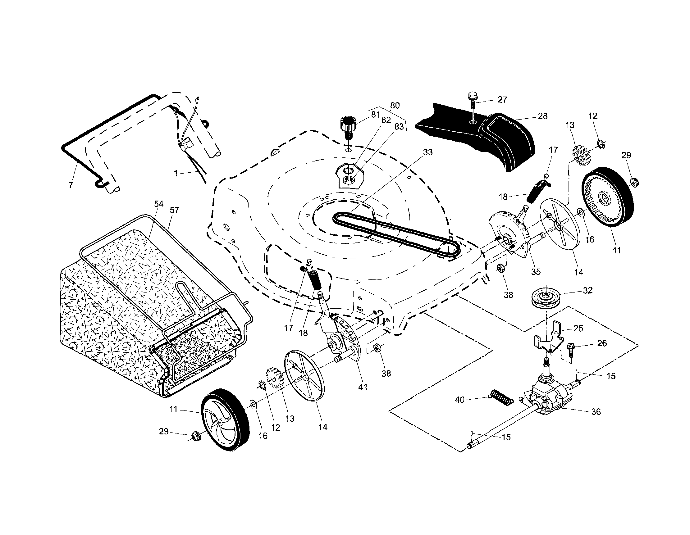 Drive control/gear case/wheels