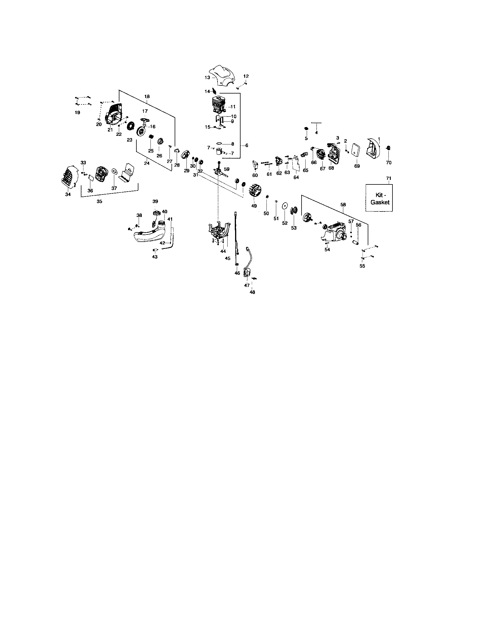 Cylinder/crankshaft/fuel tank