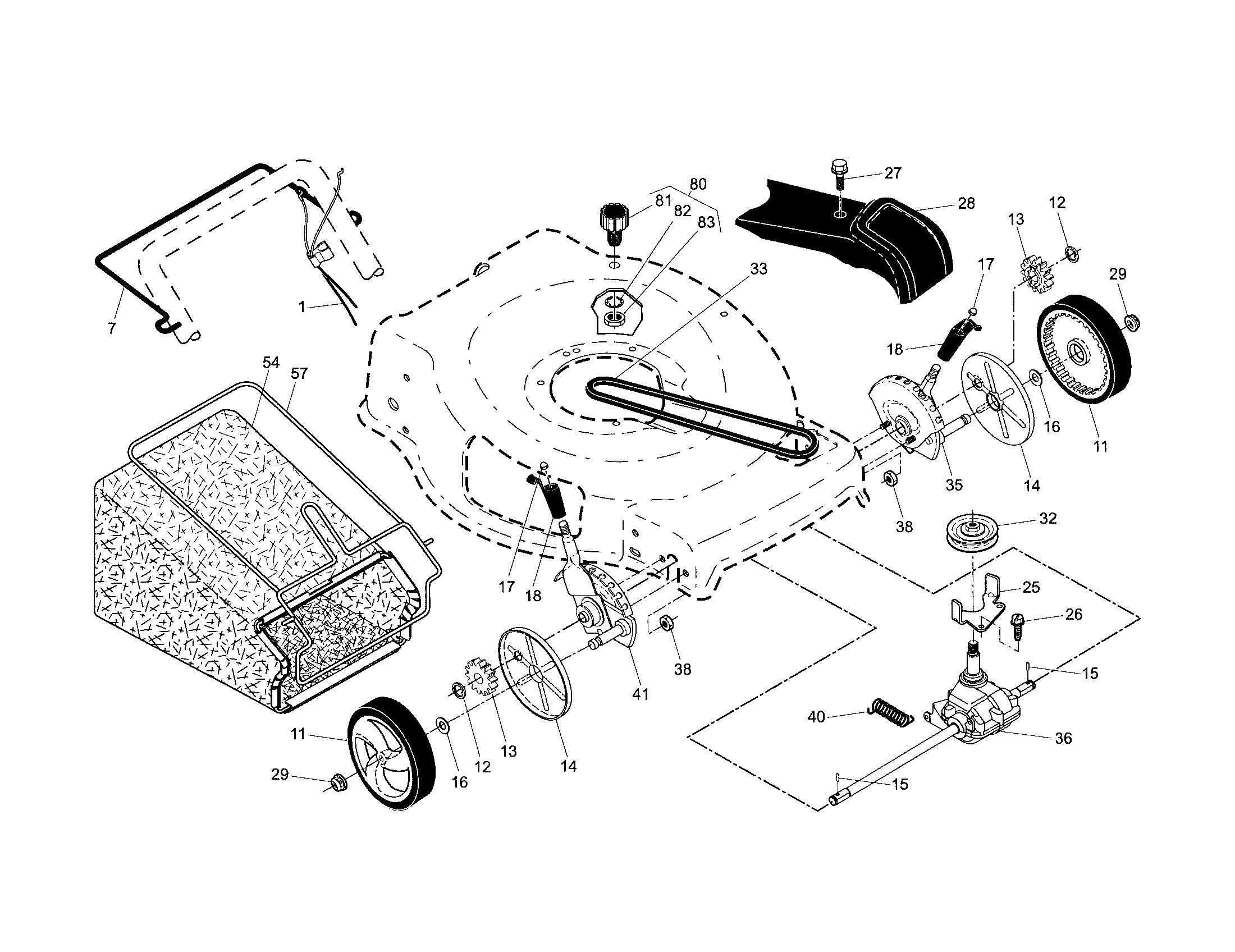 Drive control/gear case/wheels