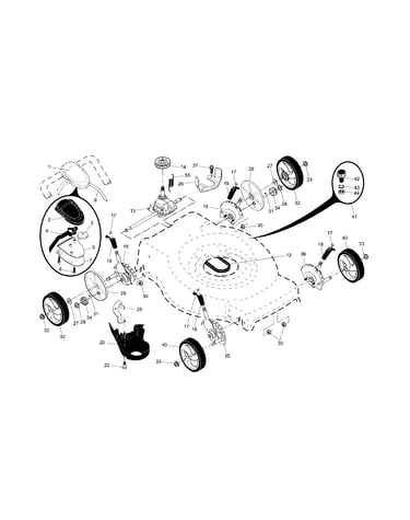 Drive control/gear case/wheels