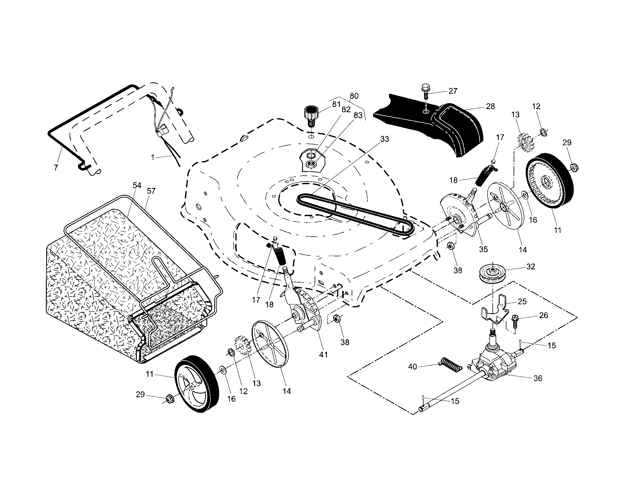 Drive control/gear case/wheels