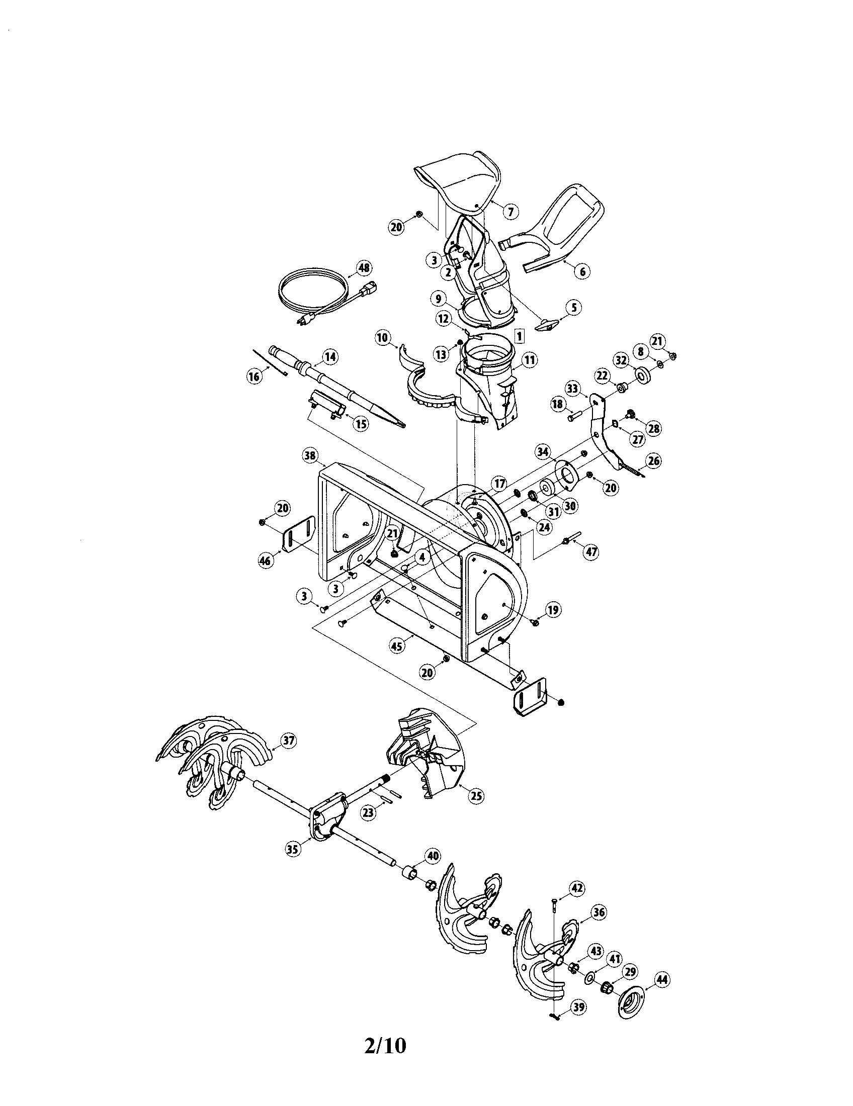 Lower chute/auger/housing
