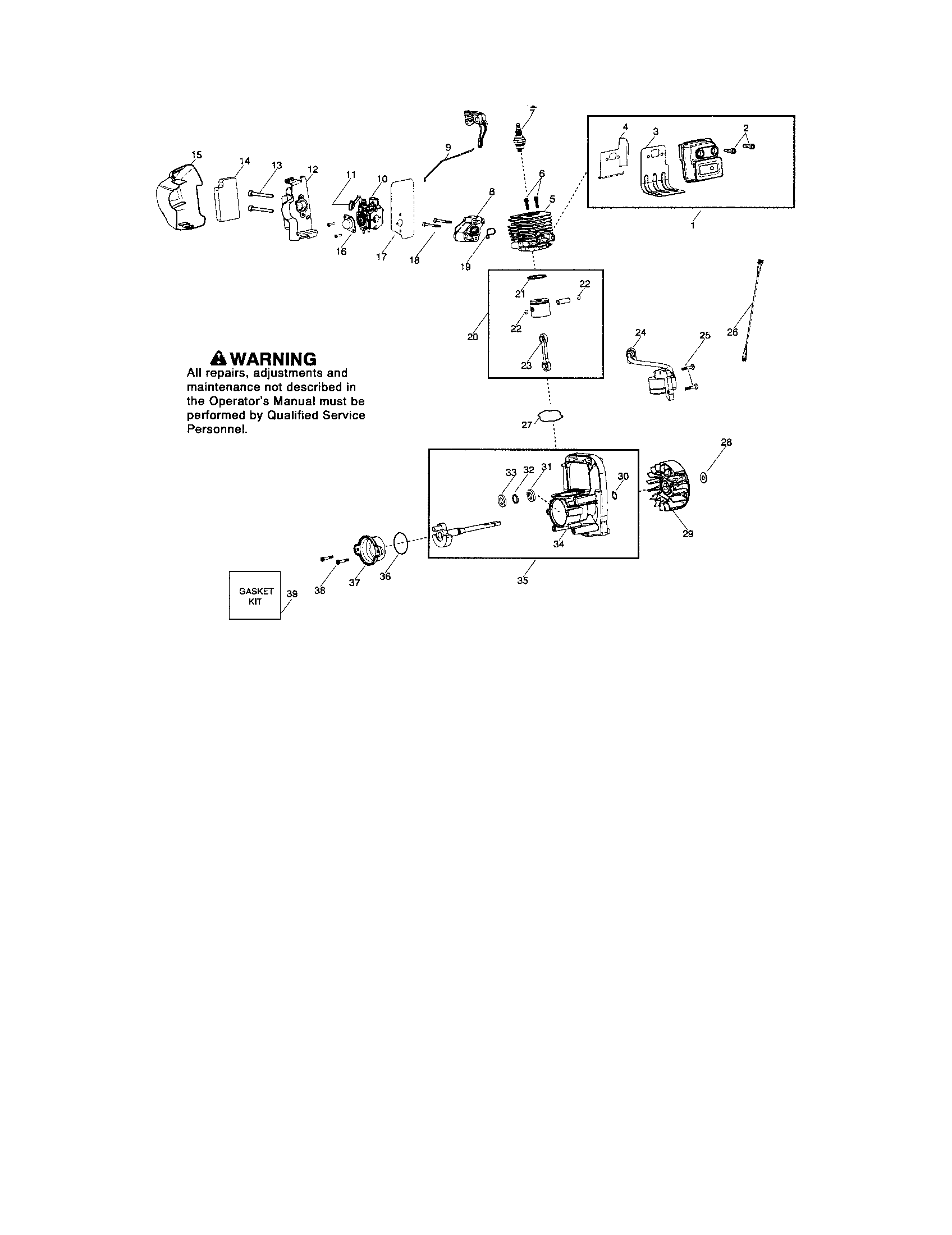 Muffler/cylinder/crankshaft