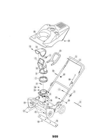 Shroud/lower chute/handle