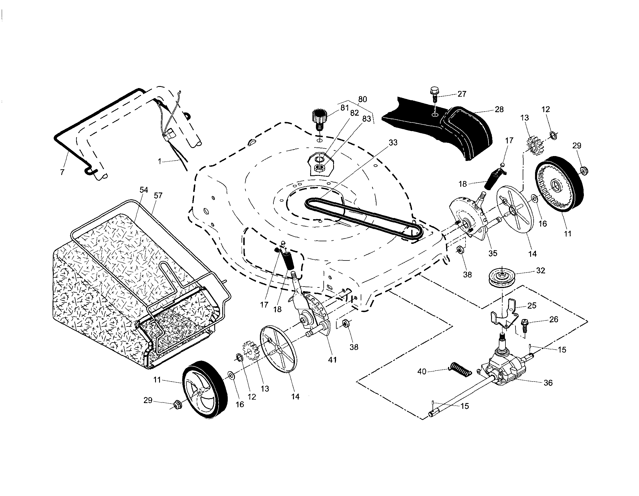 Drive control/gear case/wheels