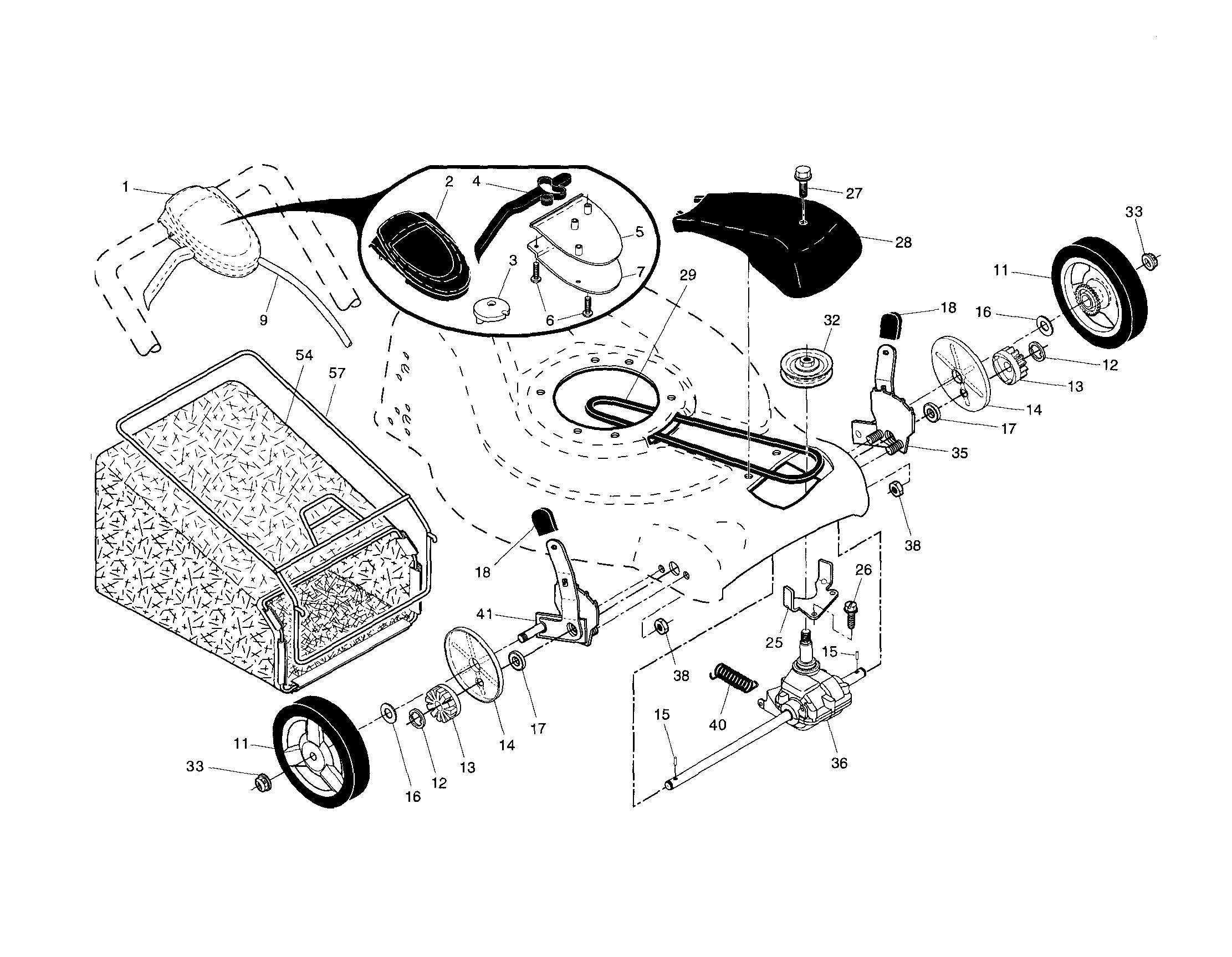 Drive control/gear case/wheels