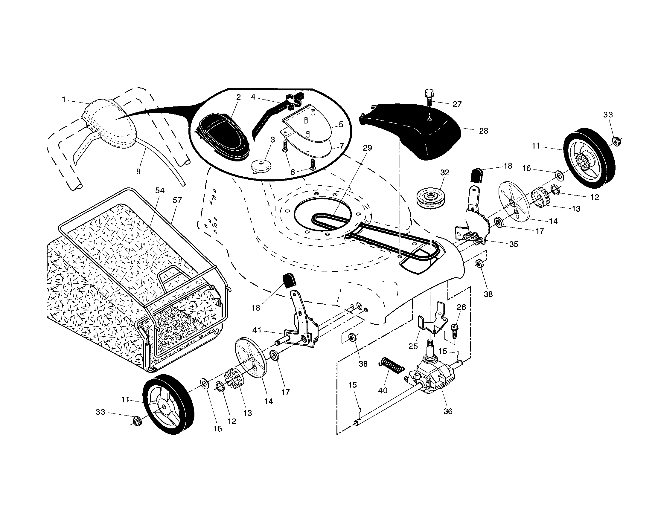 Drive control/gear case/wheels