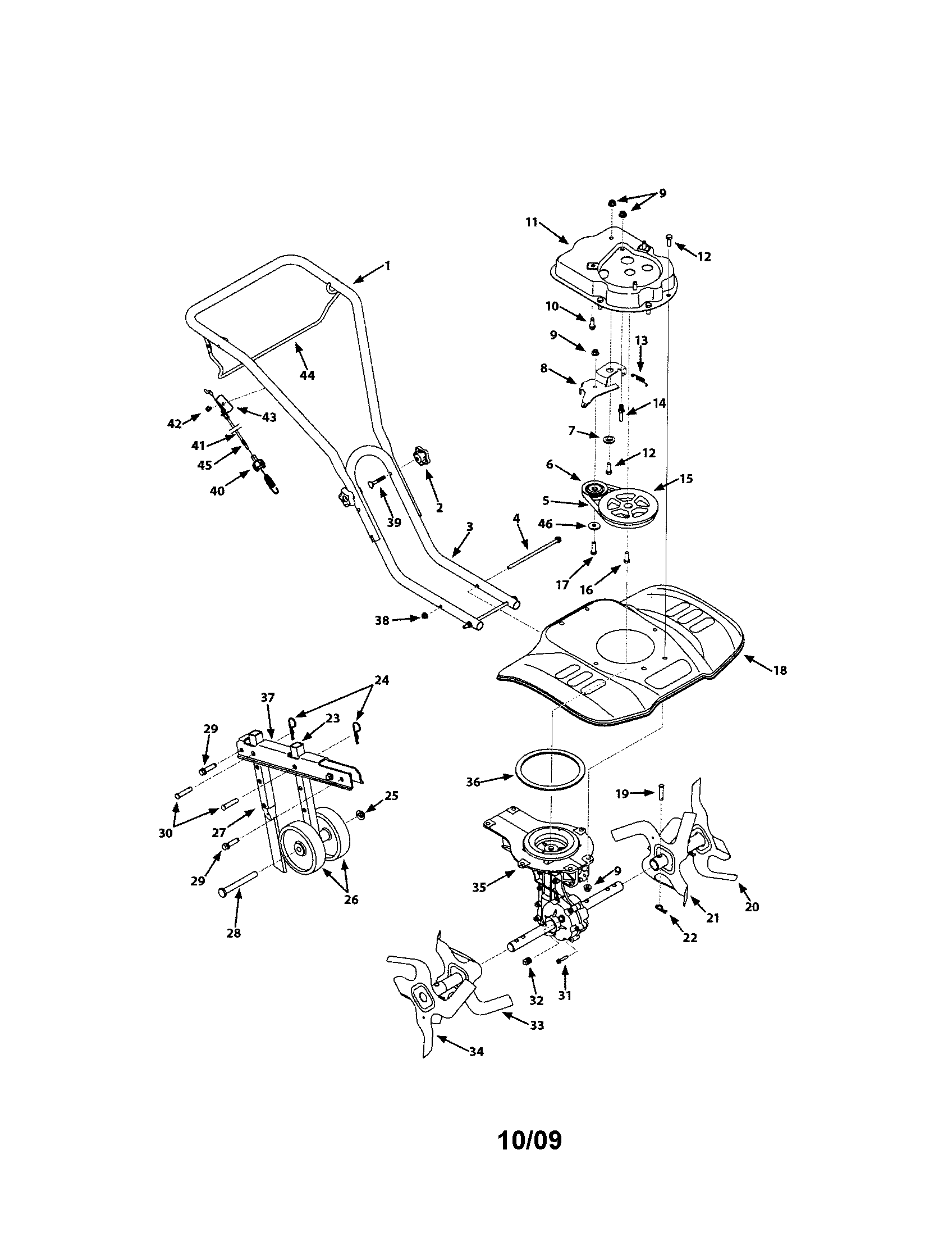 Rear wheel tiller