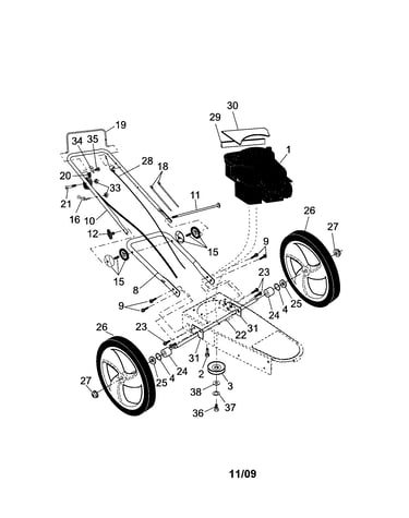 Engine/handle/wheels
