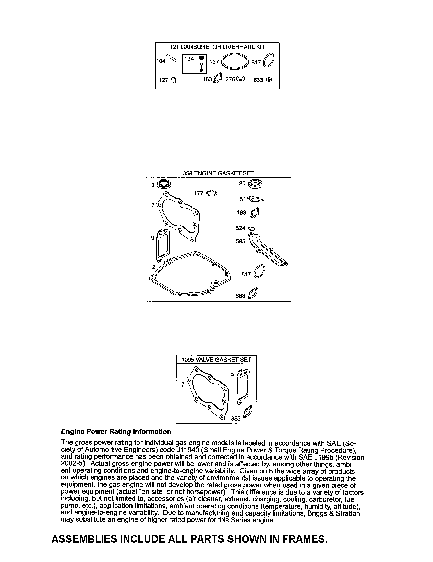 Gasket sets/carburetor sets