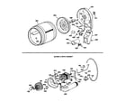 GE DBLR333GT0WW drum/duct/blower/drive diagram