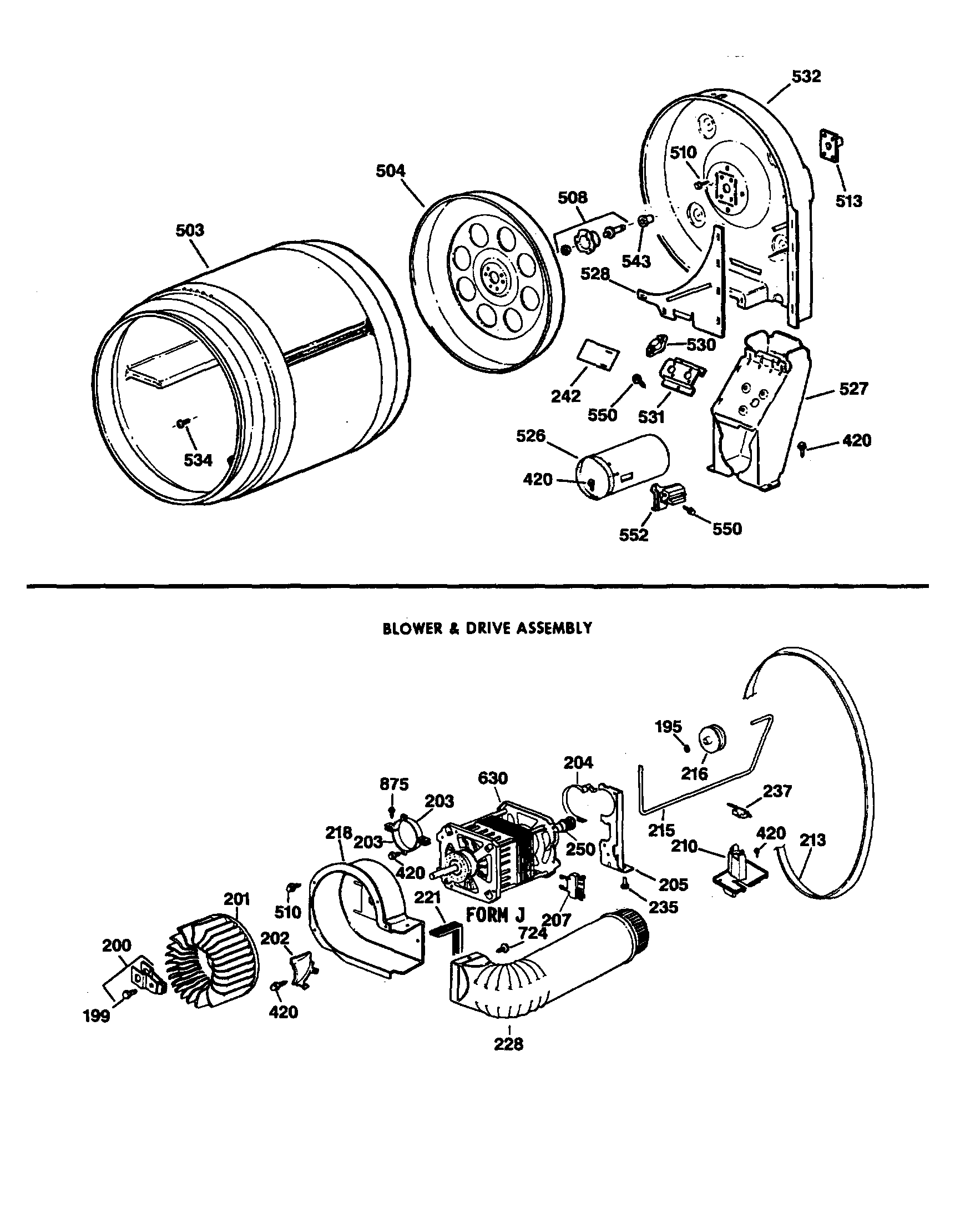 Drum/duct/blower/drive
