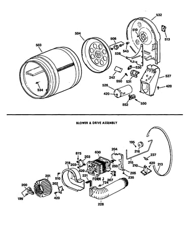 Drum/duct/blower/drive