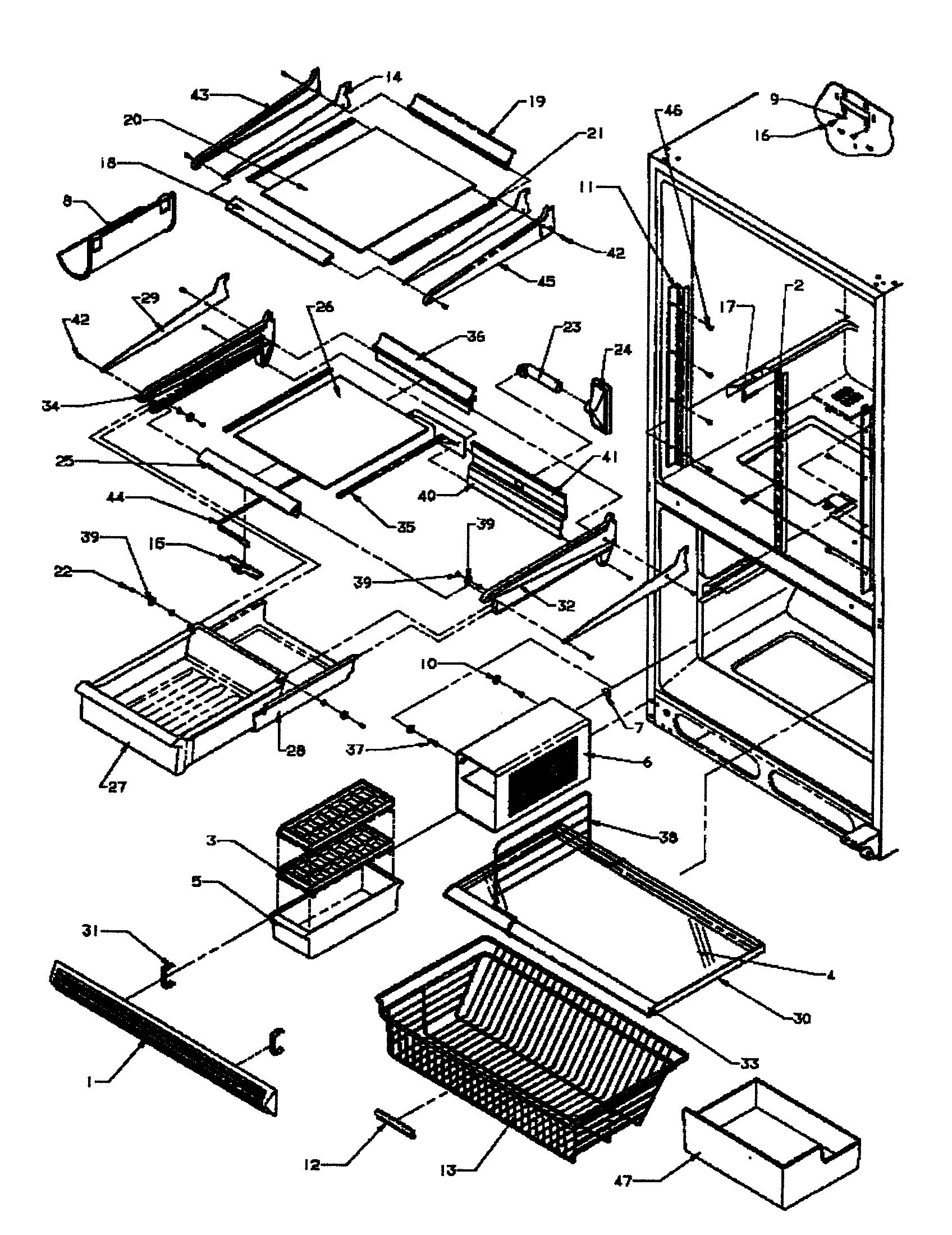 Refrigerator/freezer shelving