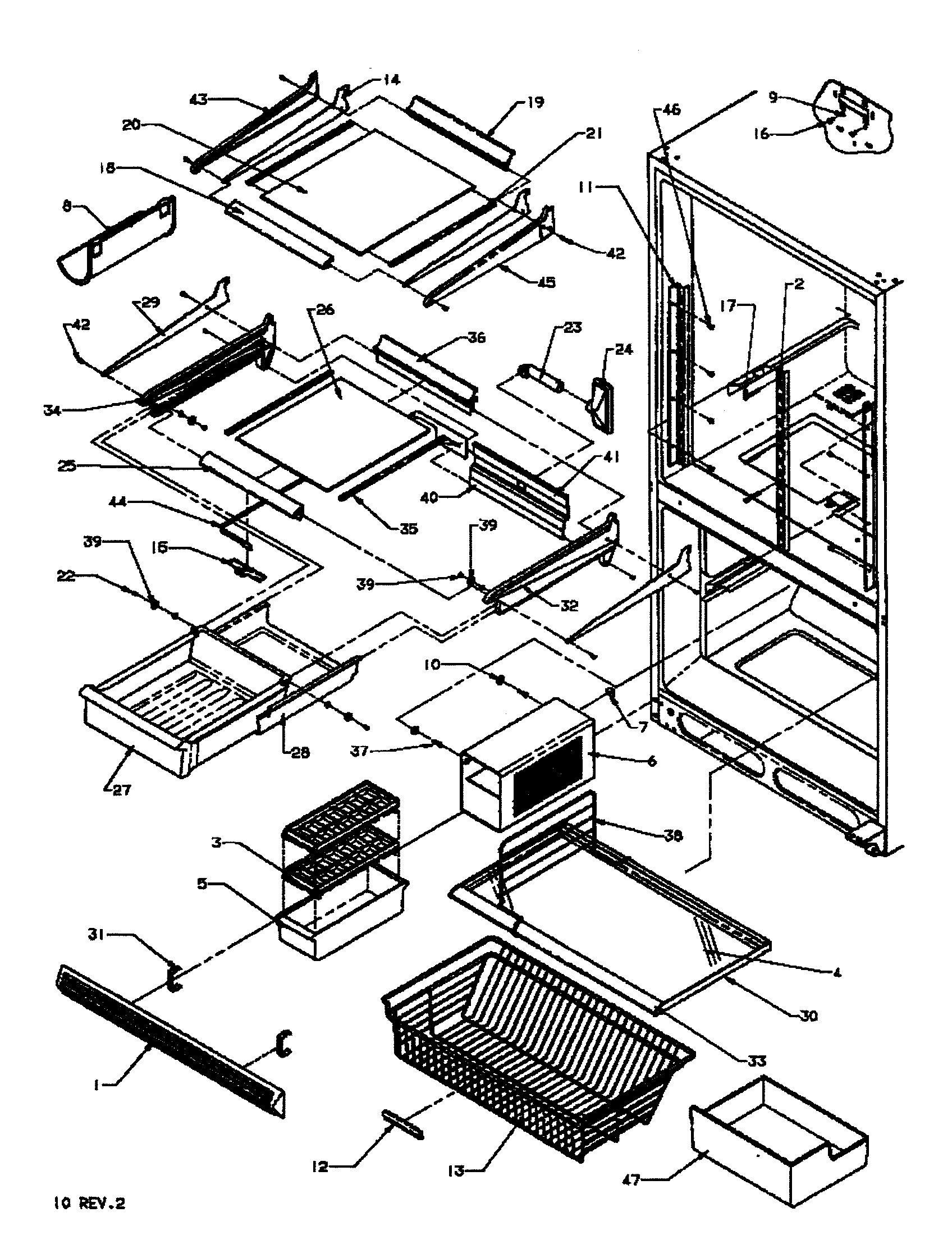 Refrigerator/freezer shelving