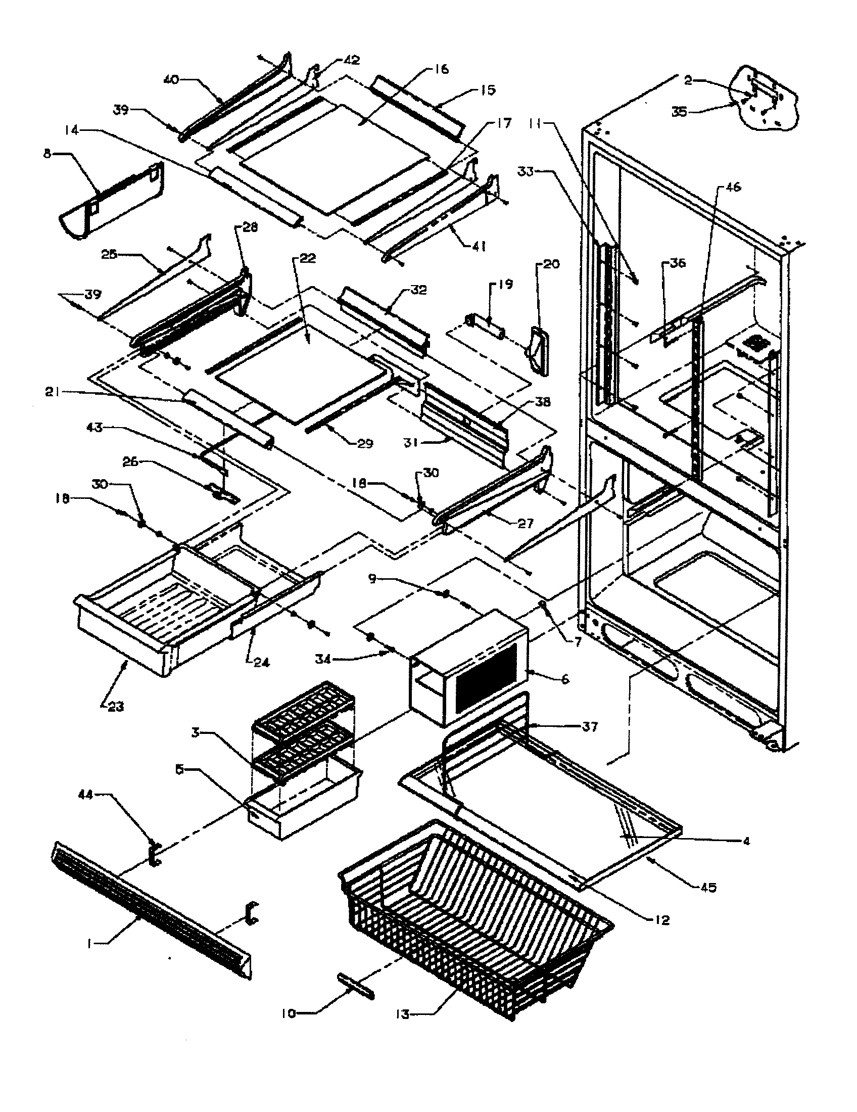 Refrigerator/freezer shelving