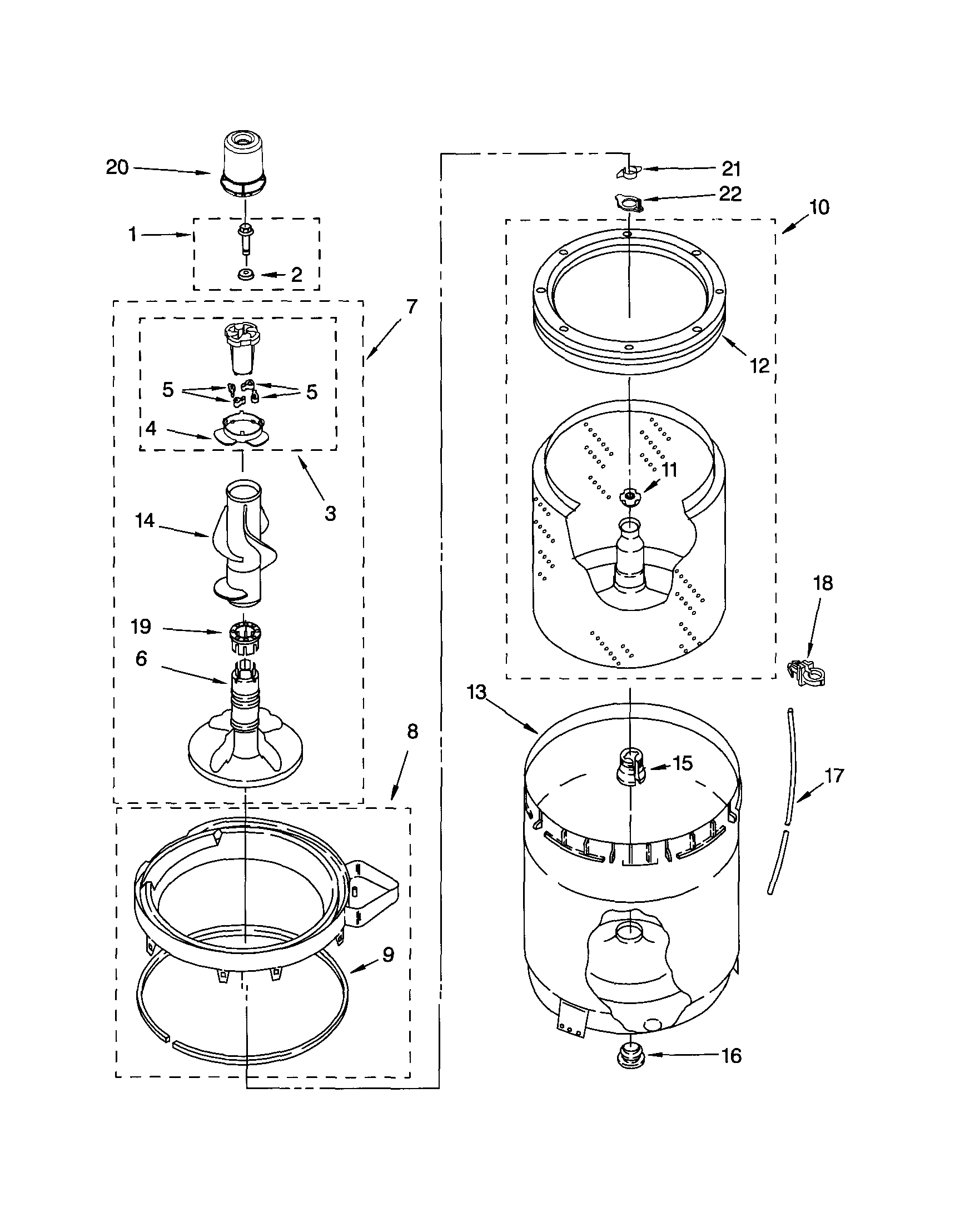 Agitator/basket/tub