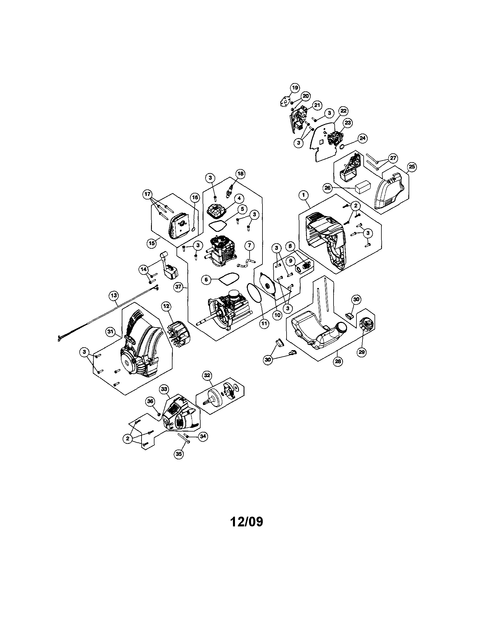 SHORT BLOCK/FUEL TANK