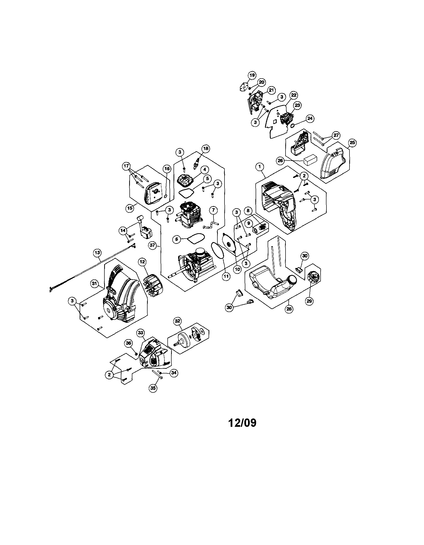 SHORT BLOCK/FUEL TANK