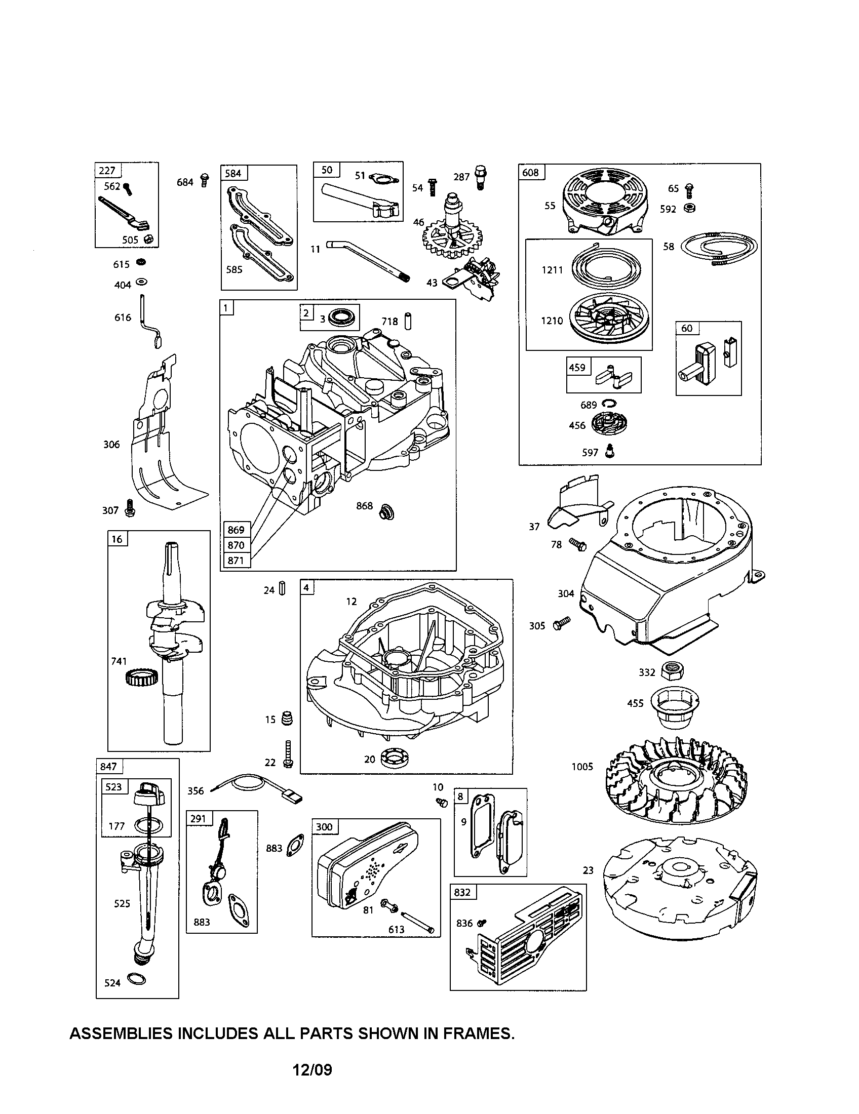 Cylinder/crankshaft/blower housing