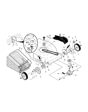 Drive control/gear case/wheels