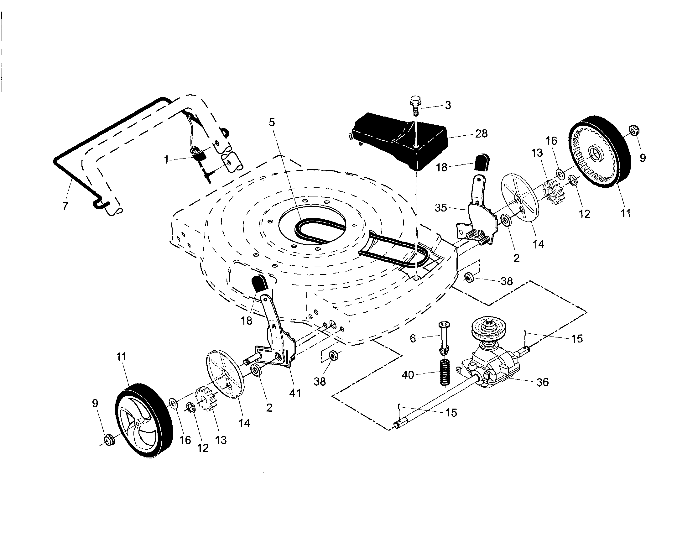 Drive control/gear case/wheels