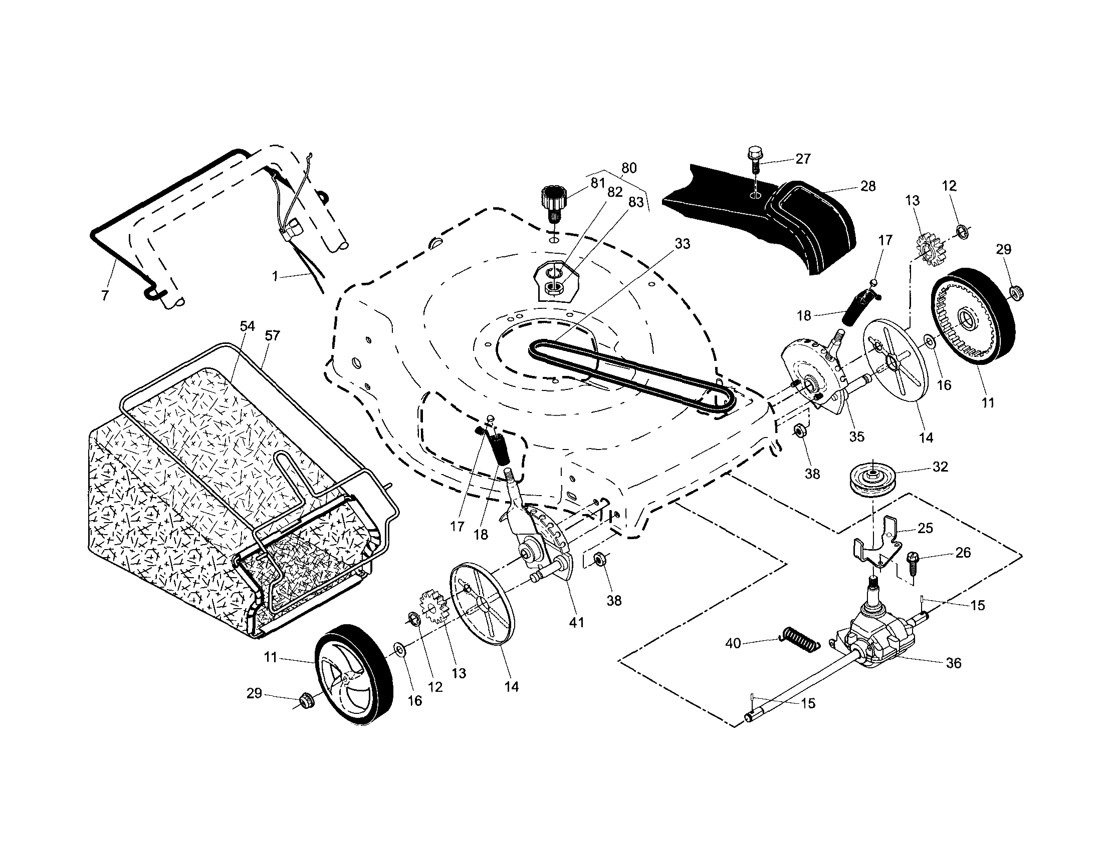 Drive control/gear case/wheels