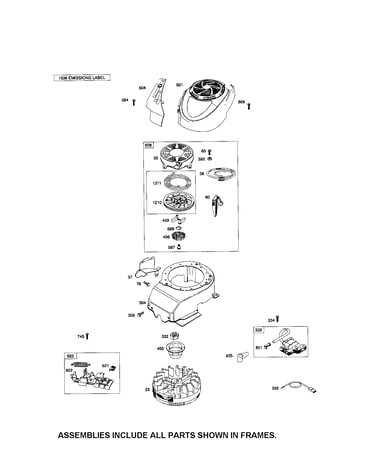 Rewind starter/blower housing
