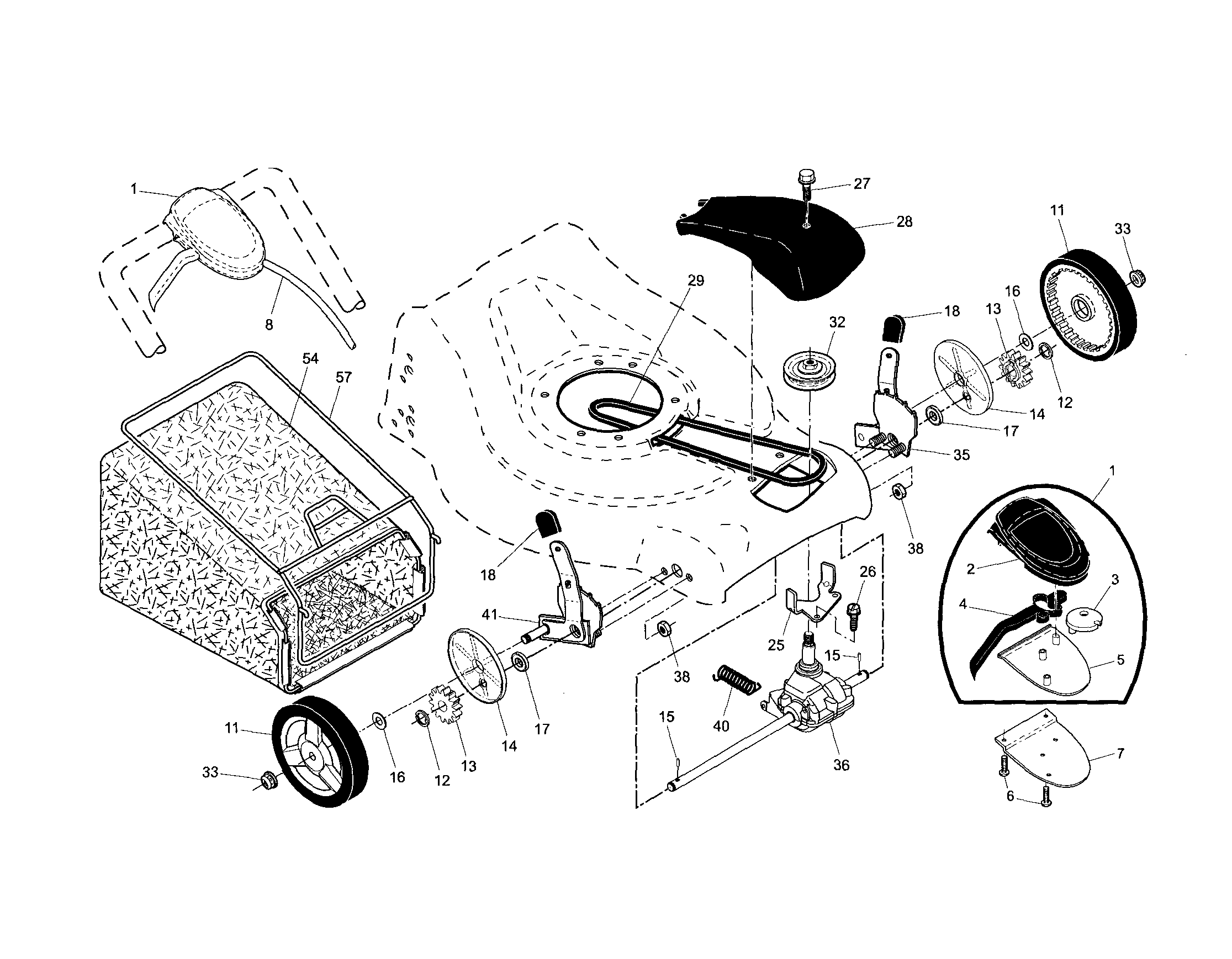 Drive control/gear case/wheels