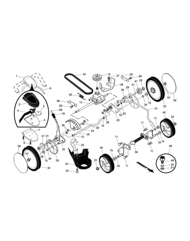 Drive control/gear case/wheels