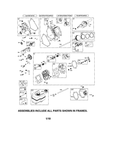 Cylinder/crankshaft/fuel tank