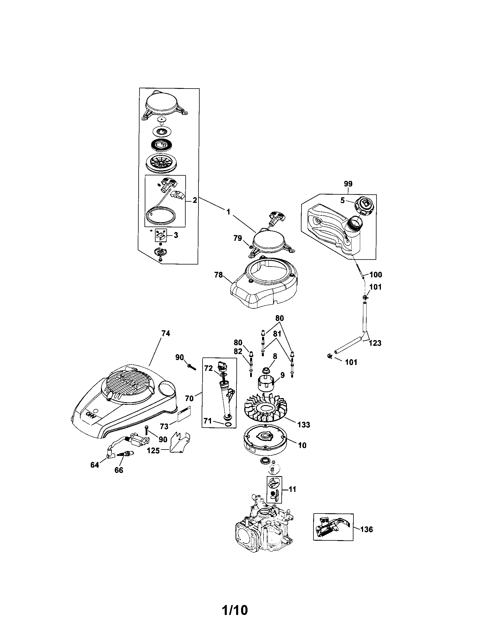 Recoil starter/blower housing