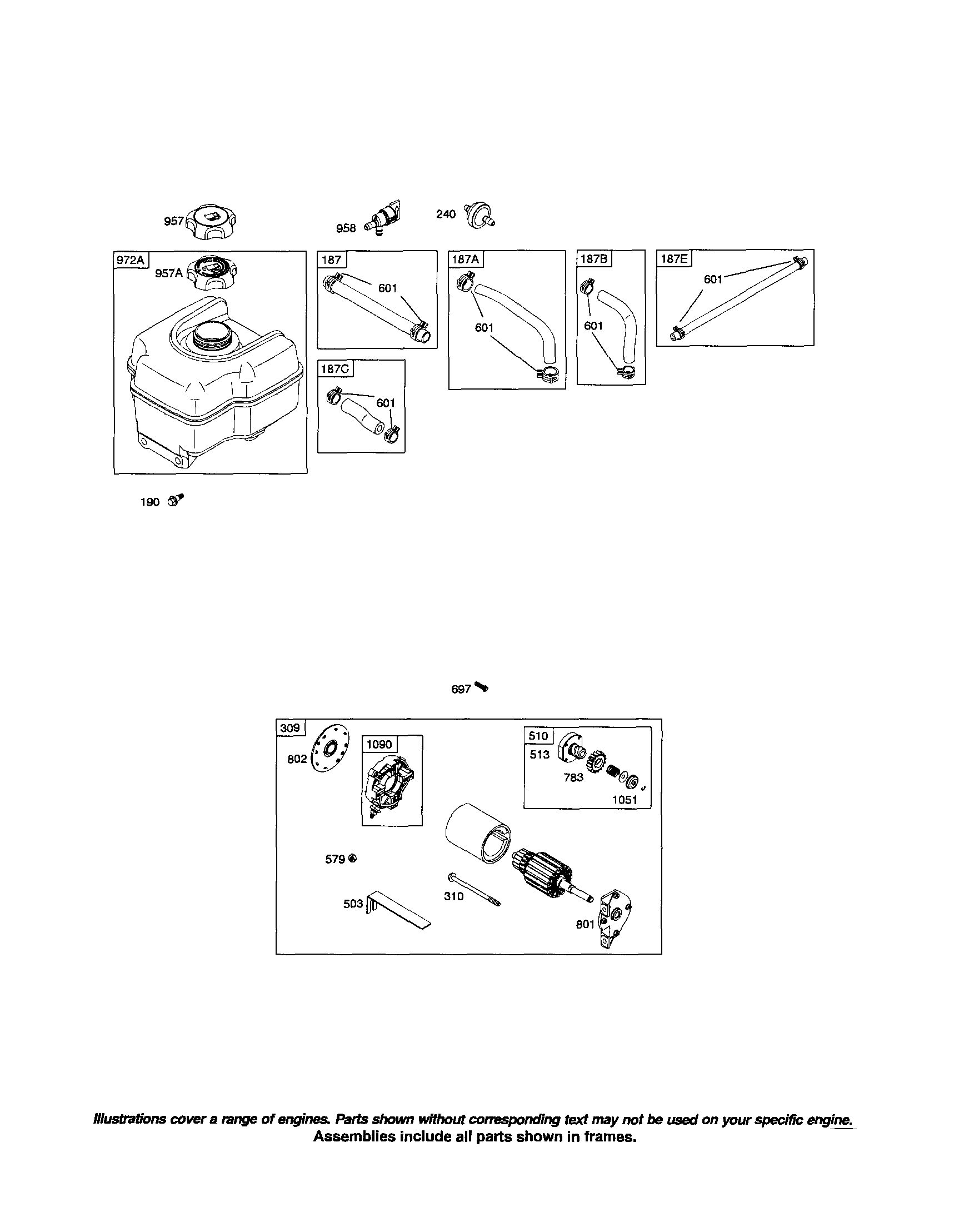 Motor starter/fuel tank